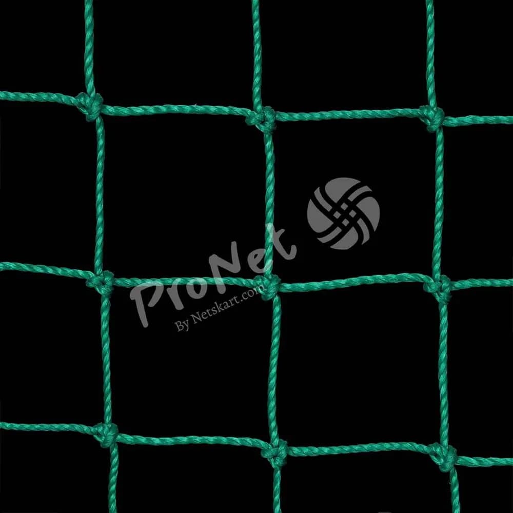 Close-up view of Sportiva HDPE twisted cricket net showing strong mesh structure for regular training use