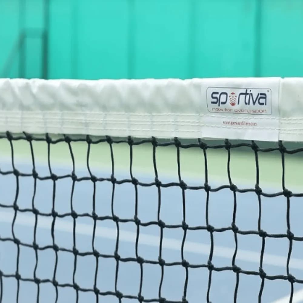 Garware Sportiva Badminton Net with white top band and black mesh for indoor badminton courts