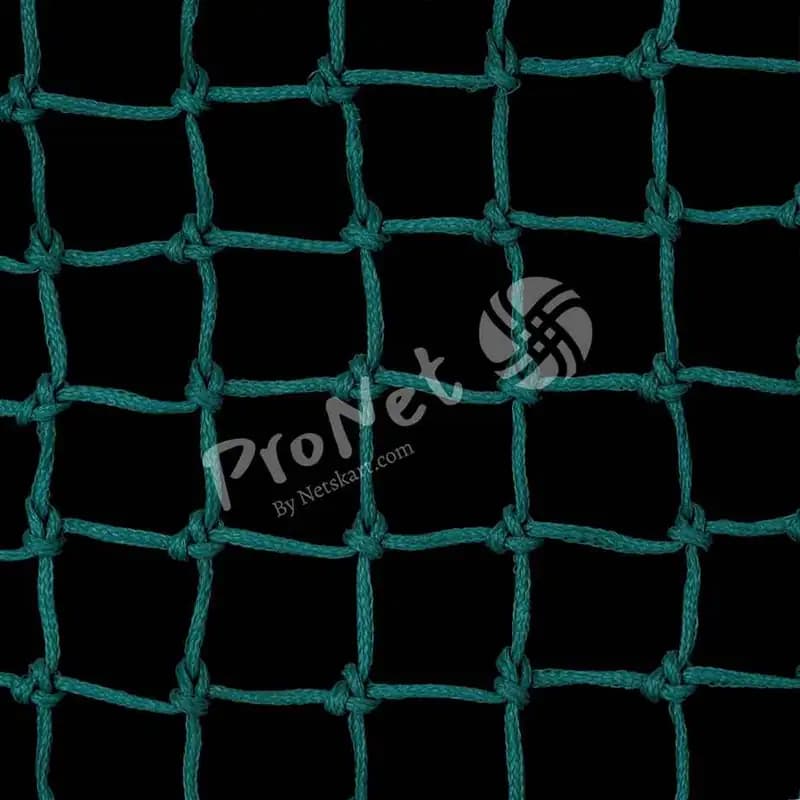 Close-up view of Garware green construction safety net showing strong HDPE mesh for building-site protection