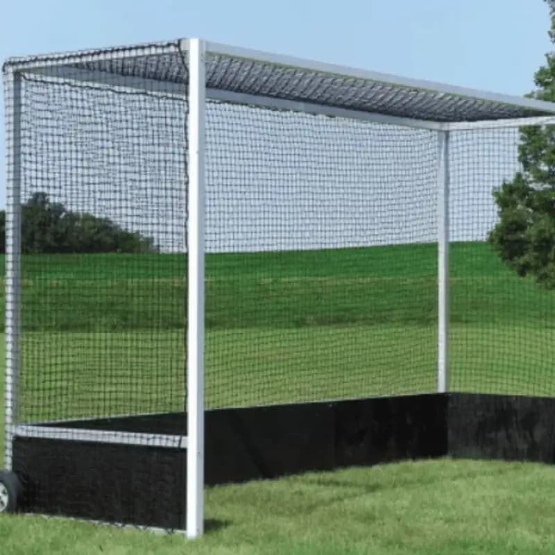 Garware Sportiva Hockey Net installed on white hockey goal post for outdoor practice and match use