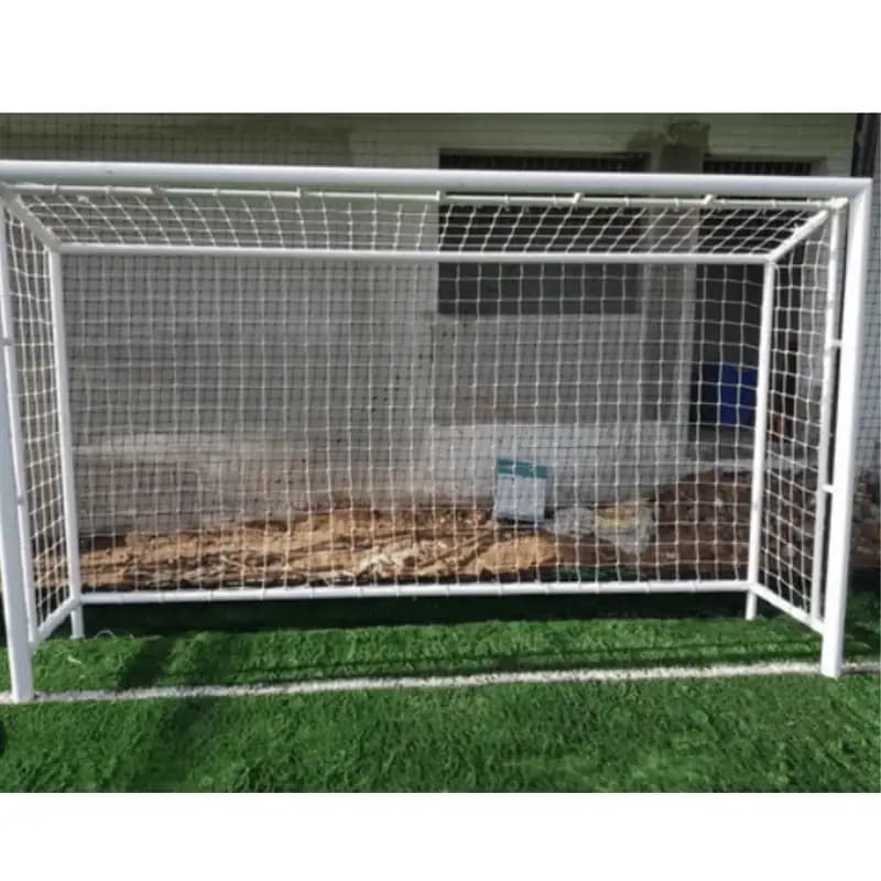 Garware Sportiva Soccer Net fitted on full football goal post for outdoor sports ground use