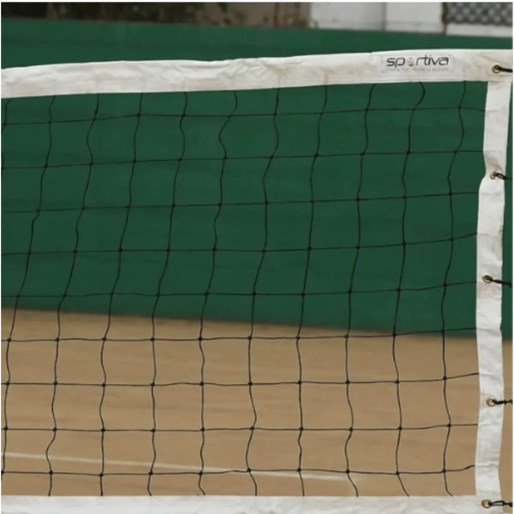 Garware Sportiva volleyball net with green mesh and white border for outdoor court use