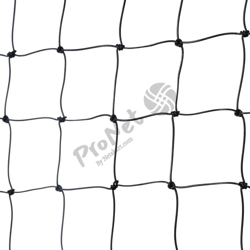 Close-up view of white ProNet nylon bird net showing 32 MM mesh pattern and knot structure