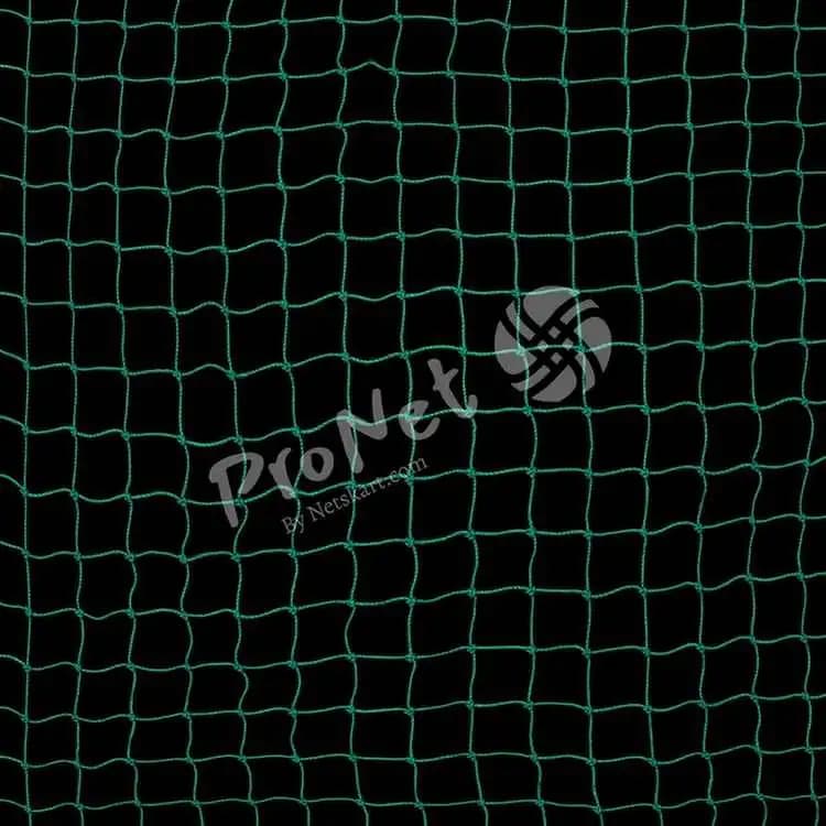 Close-up view of Garware cricket practice net showing dense HDPE twisted mesh construction